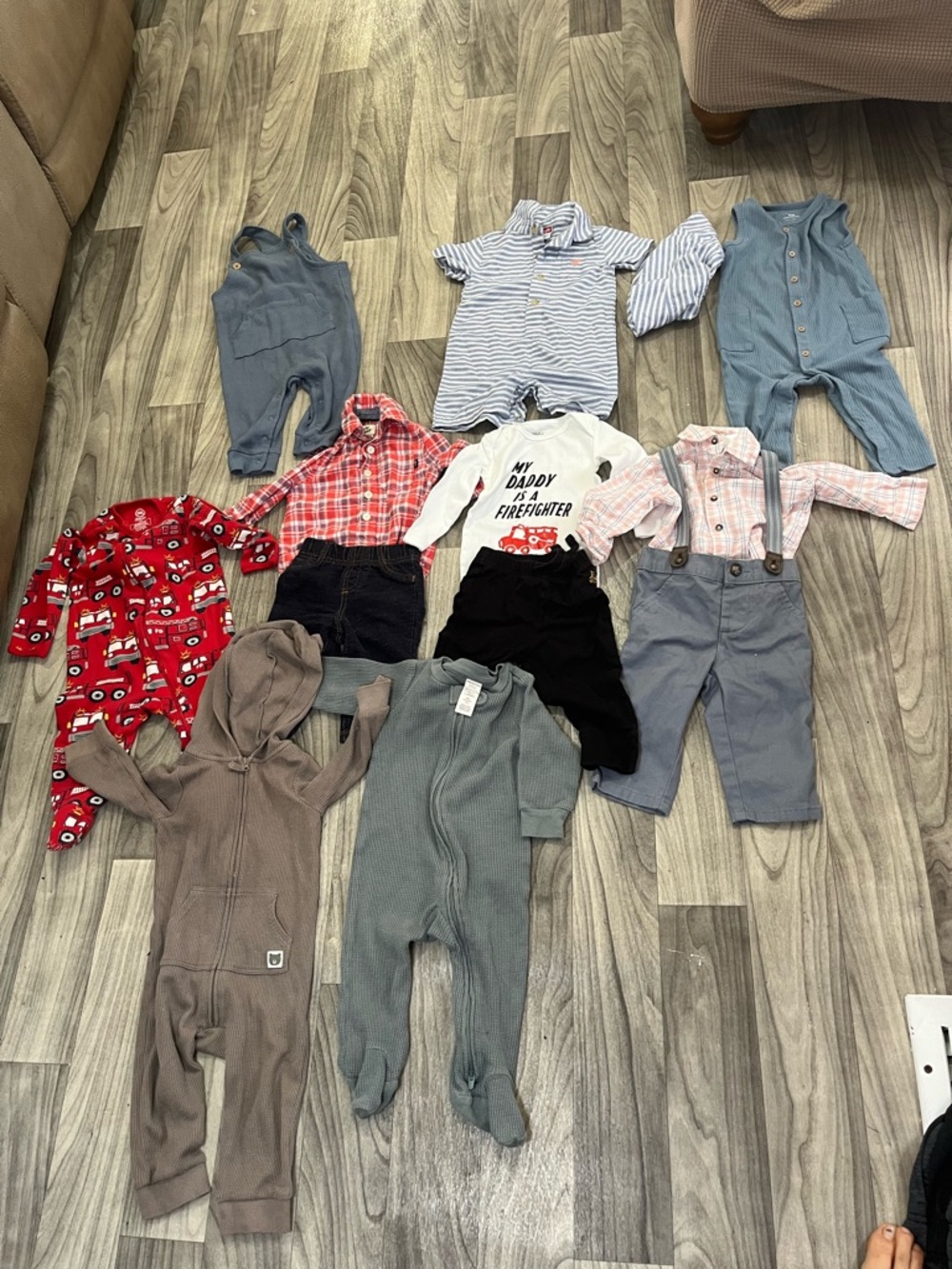 Carter's Baby Boys Assorted Long Sleeve Tops & Rompers - Red, Blue, Gray, Tan